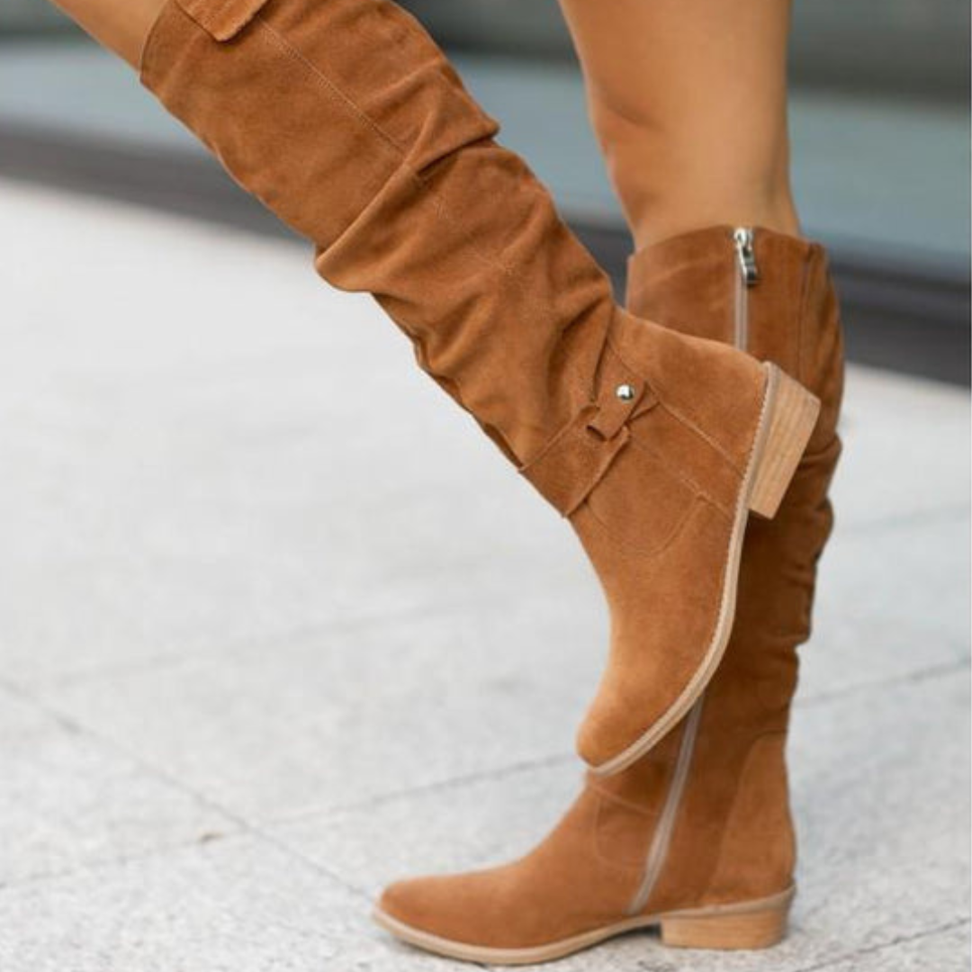 Suede Boots with Low Heel for Women