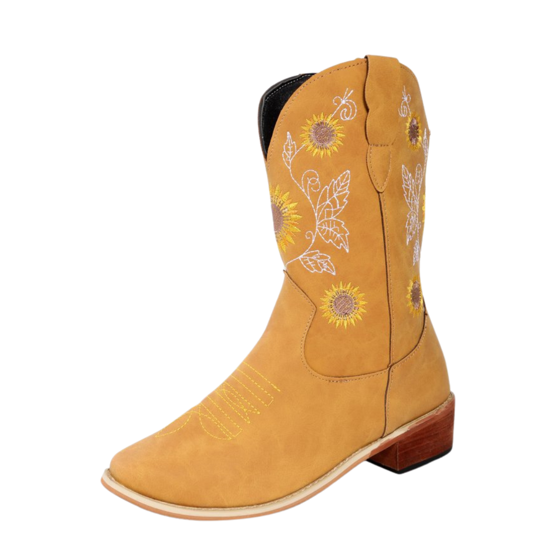 Sunflower Pattern Boots for Women