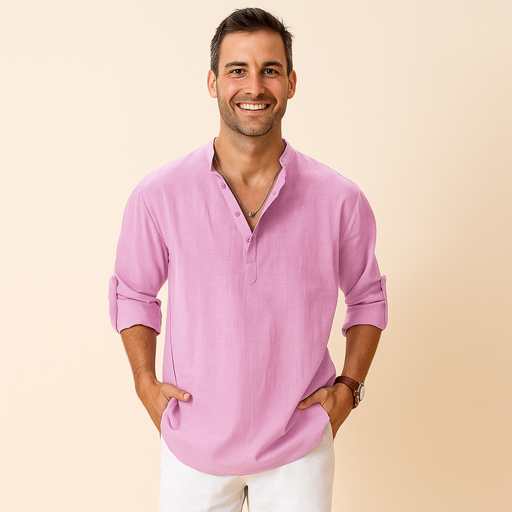 Textured Henley Shirt Men