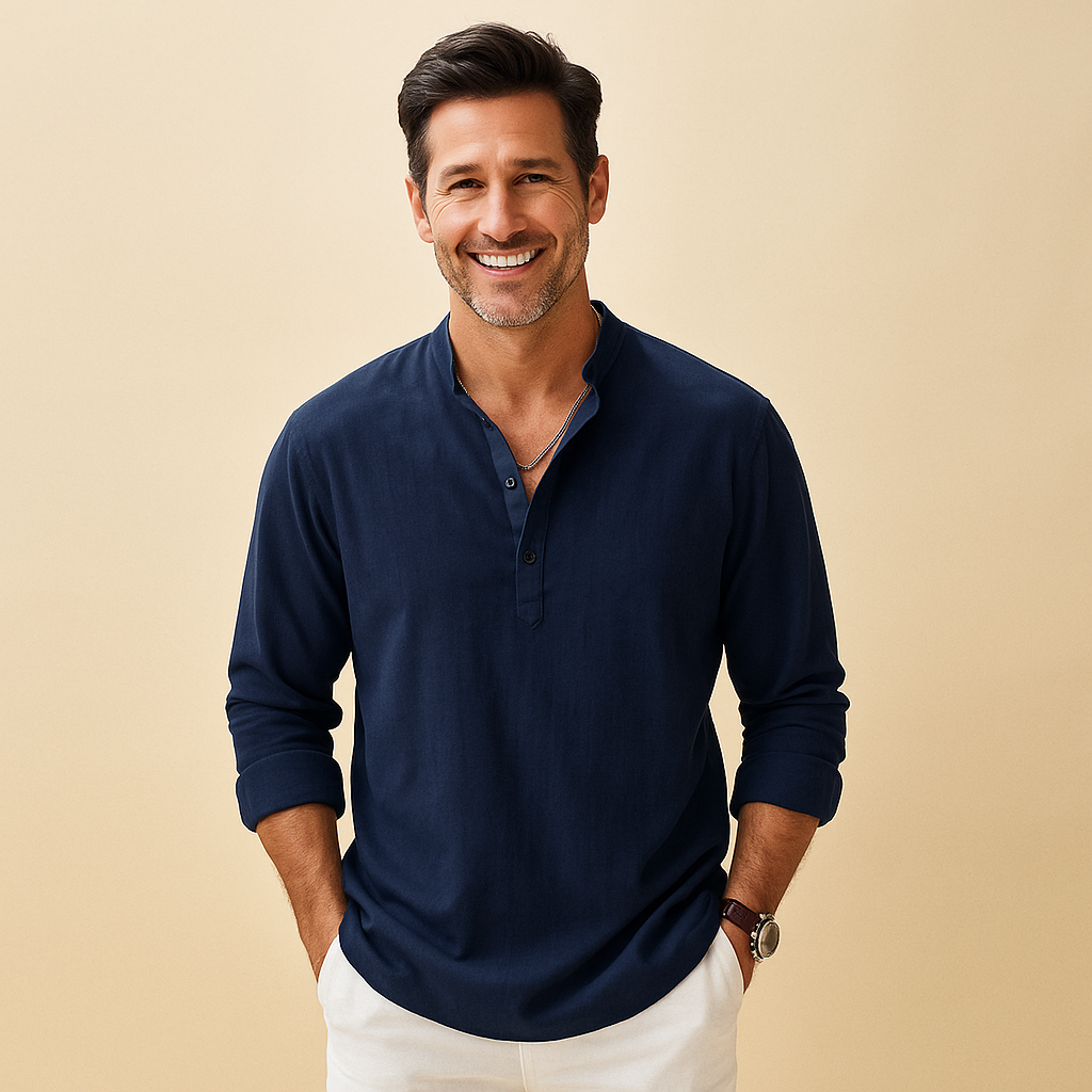 Textured Henley Shirt Men