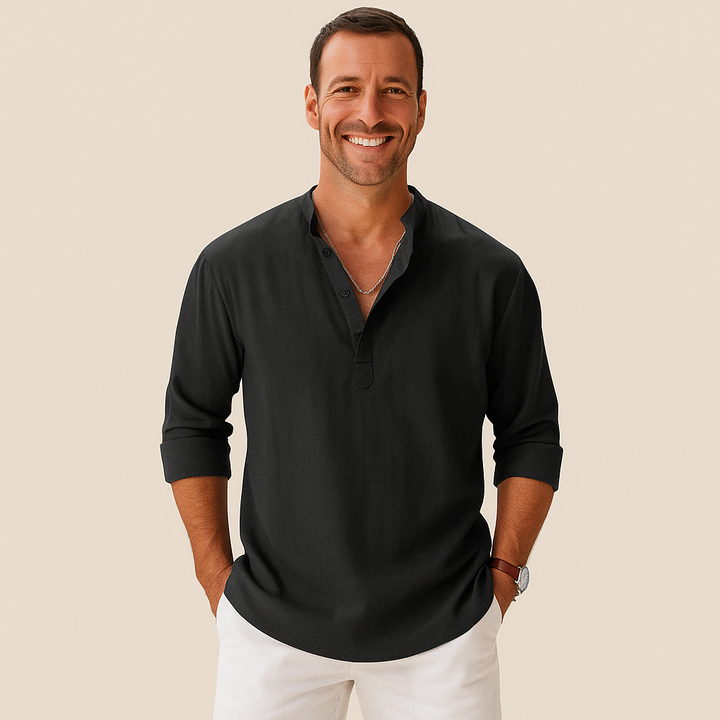Textured Henley Shirt Men