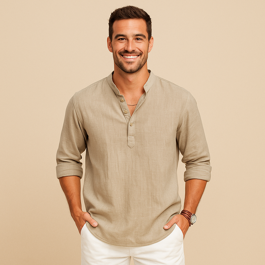 Textured Henley Shirt Men