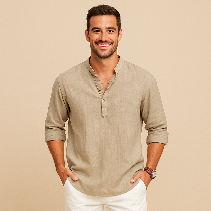 Textured Henley Shirt Men