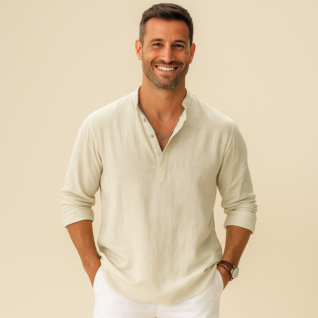 Textured Henley Shirt Men