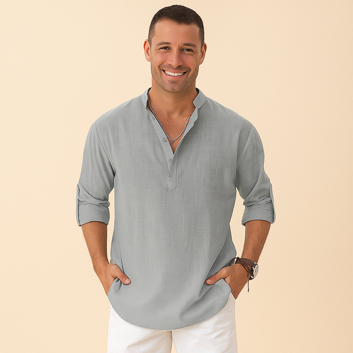 Textured Henley Shirt Men