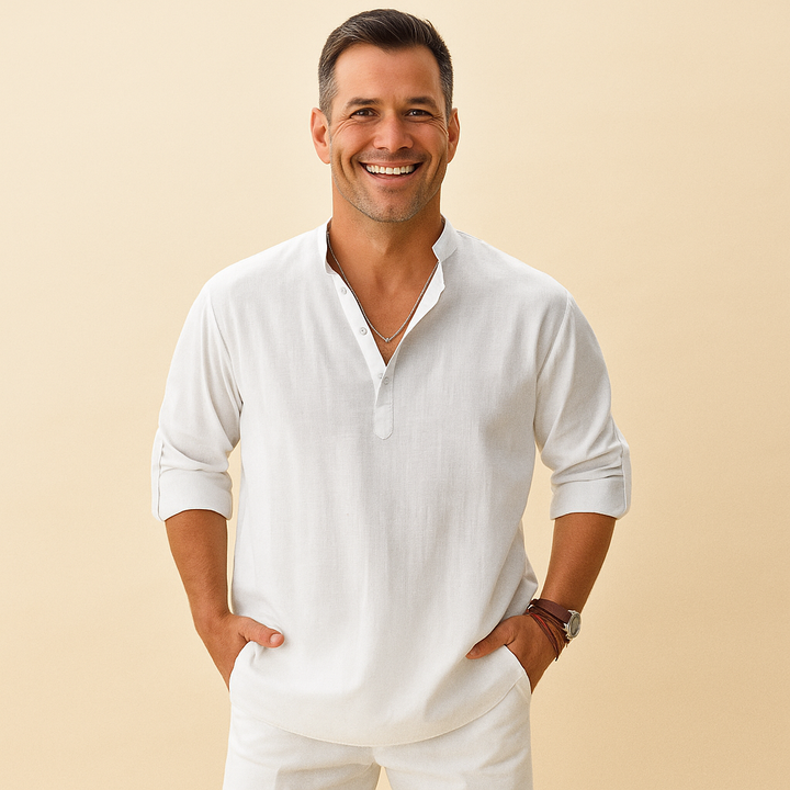 Textured Henley Shirt Men
