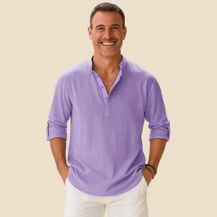 Textured Henley Shirt Men