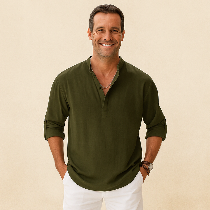 Textured Henley Shirt Men