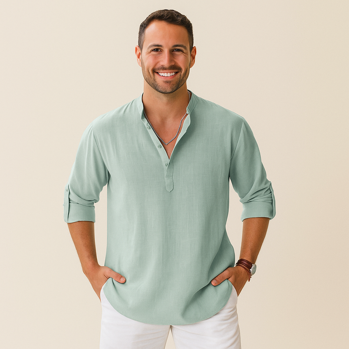 Textured Henley Shirt Men