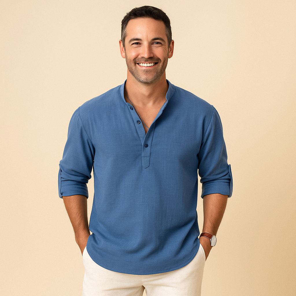 Textured Henley Shirt Men