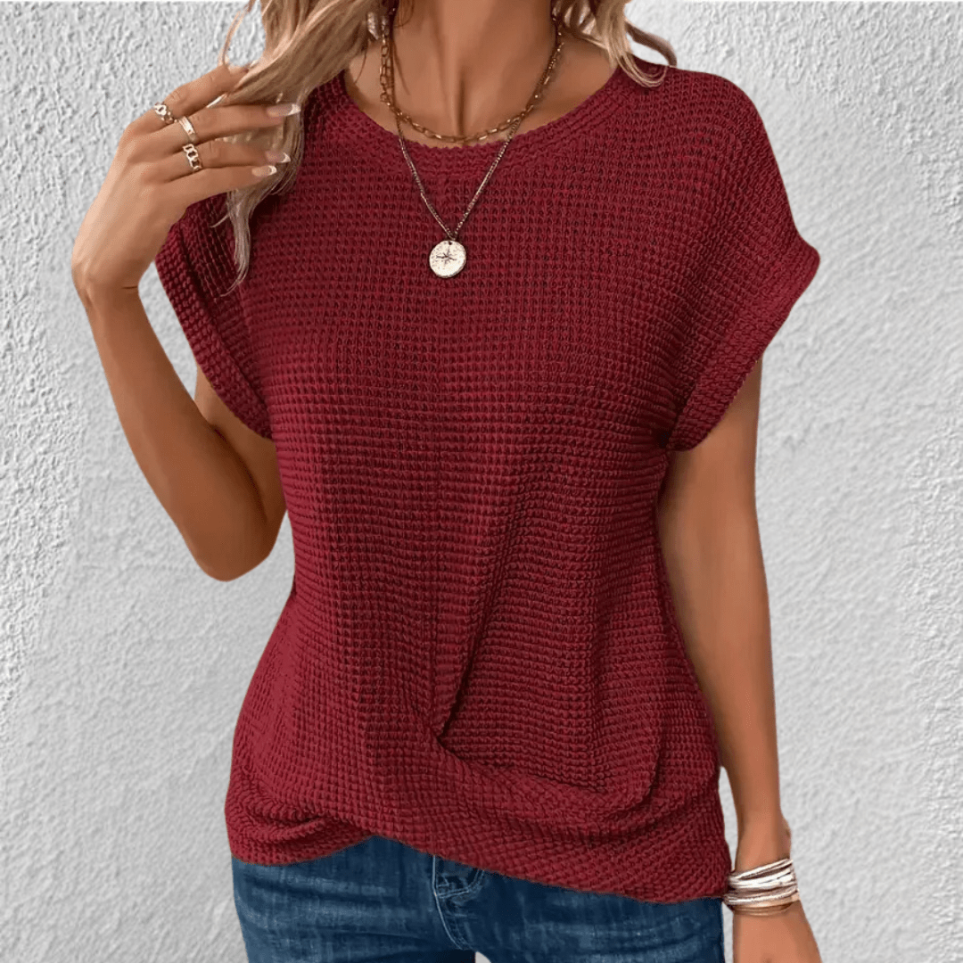 Tucking Waffle-Knit Top for Women