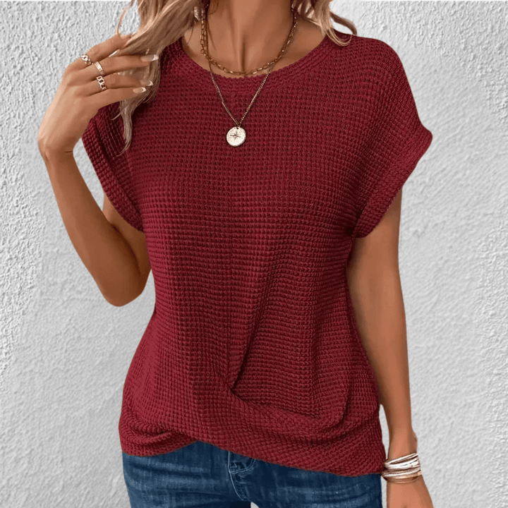 Tucking Waffle-Knit Top for Women