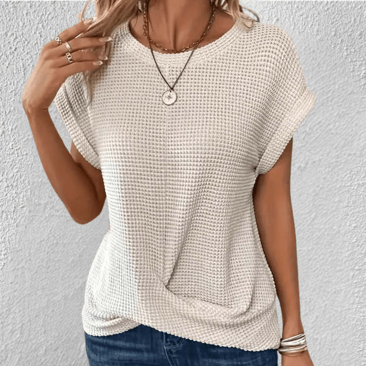 Tucking Waffle-Knit Top for Women