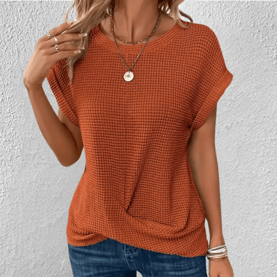 Tucking Waffle-Knit Top for Women