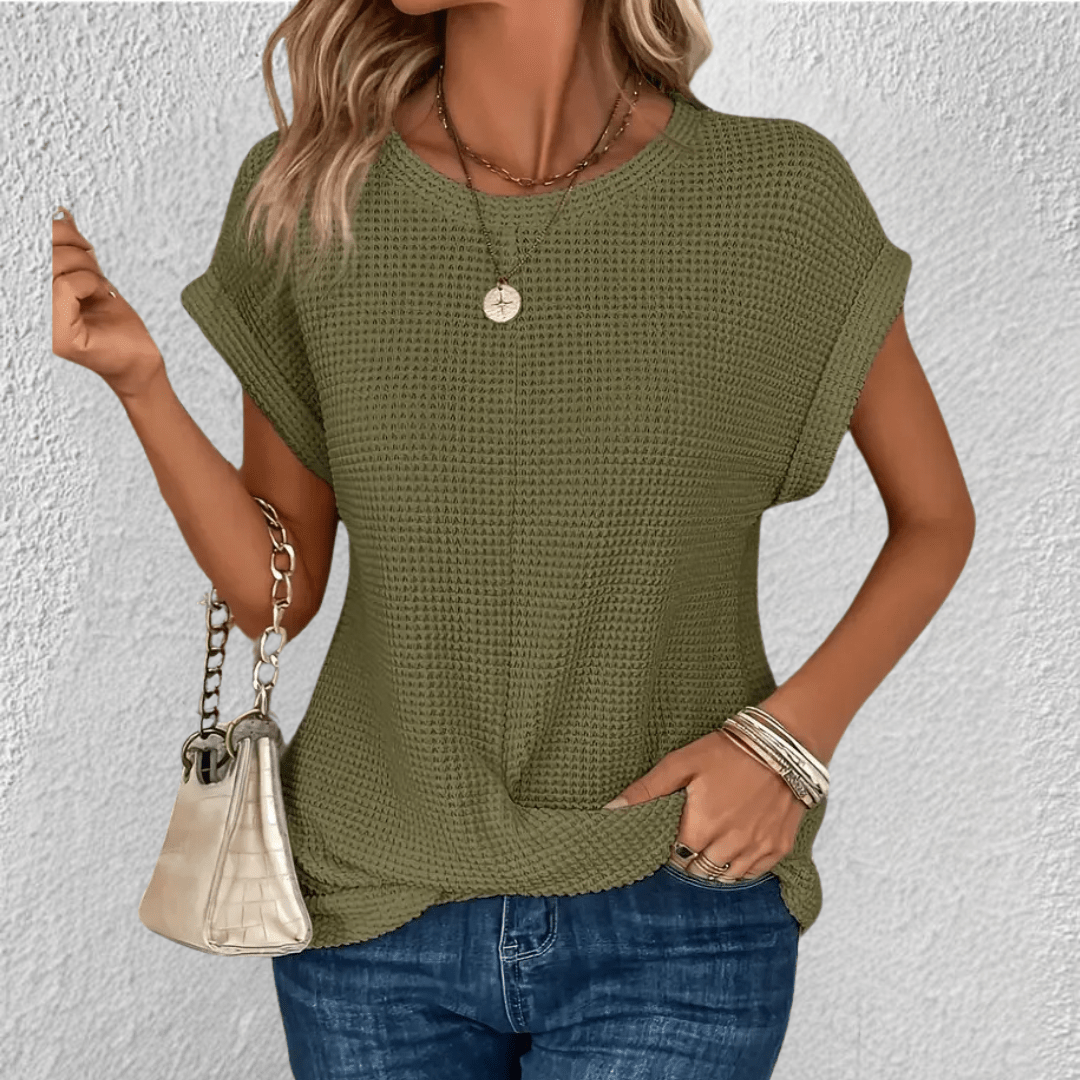 Tucking Waffle-Knit Top for Women