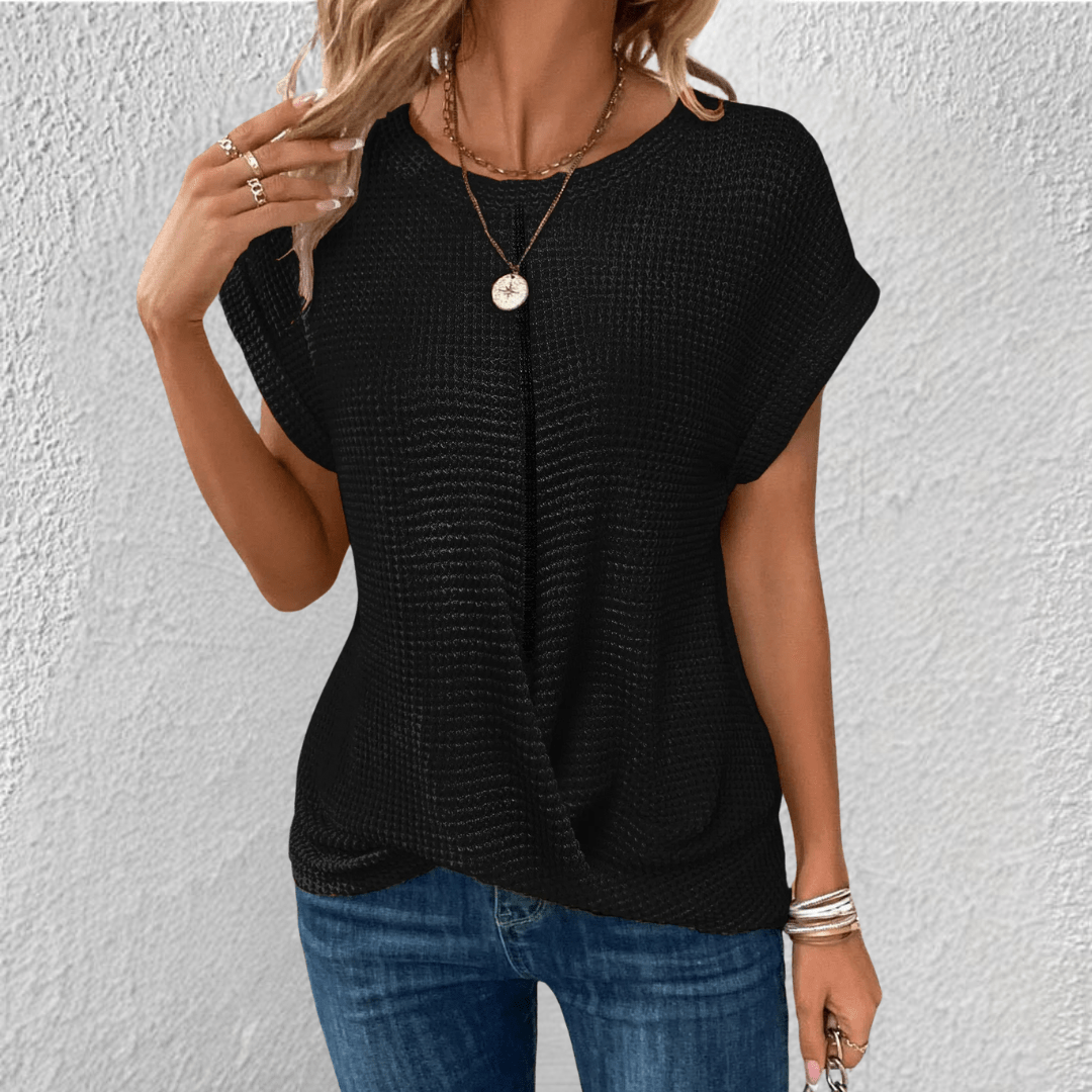 Tucking Waffle-Knit Top for Women