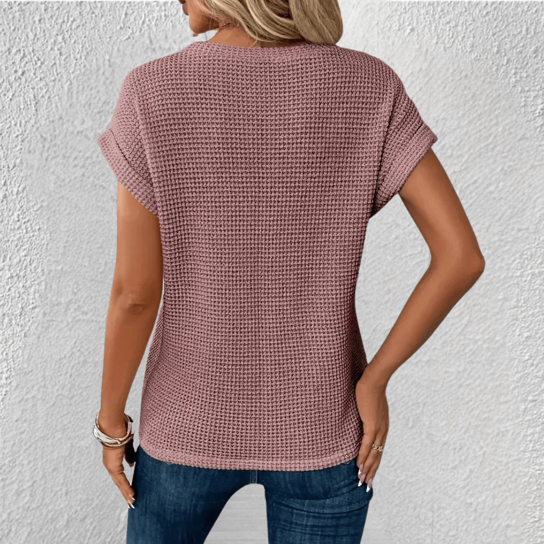 Tucking Waffle-Knit Top for Women