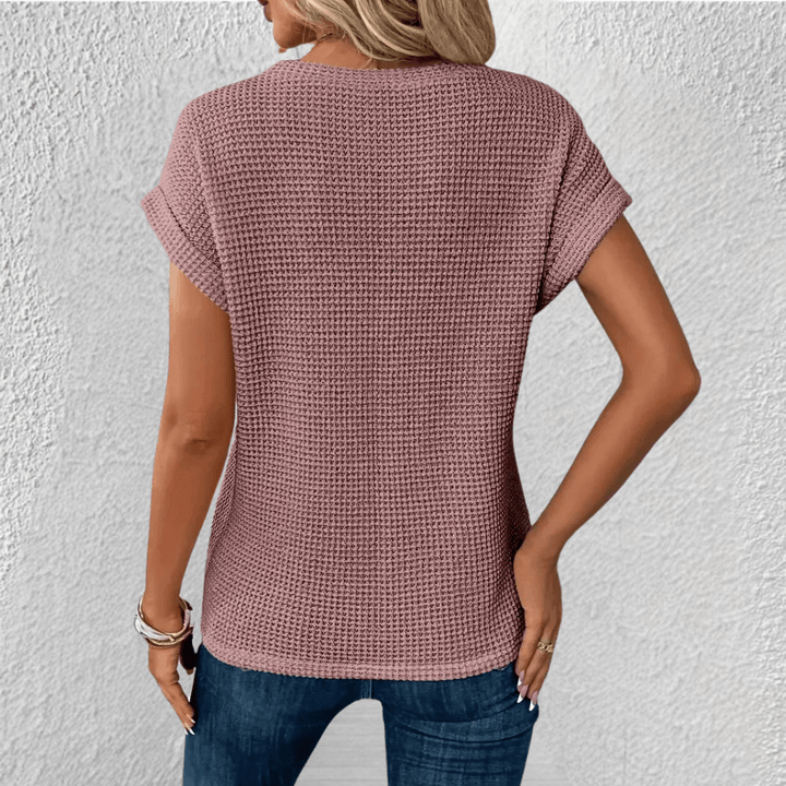 Tucking Waffle-Knit Top for Women