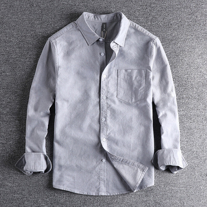 Twill Button-Up Shirt with Chest Pocket for Men