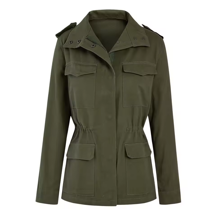 Utility Jacket Women – Elastic Waist & Flap Pockets