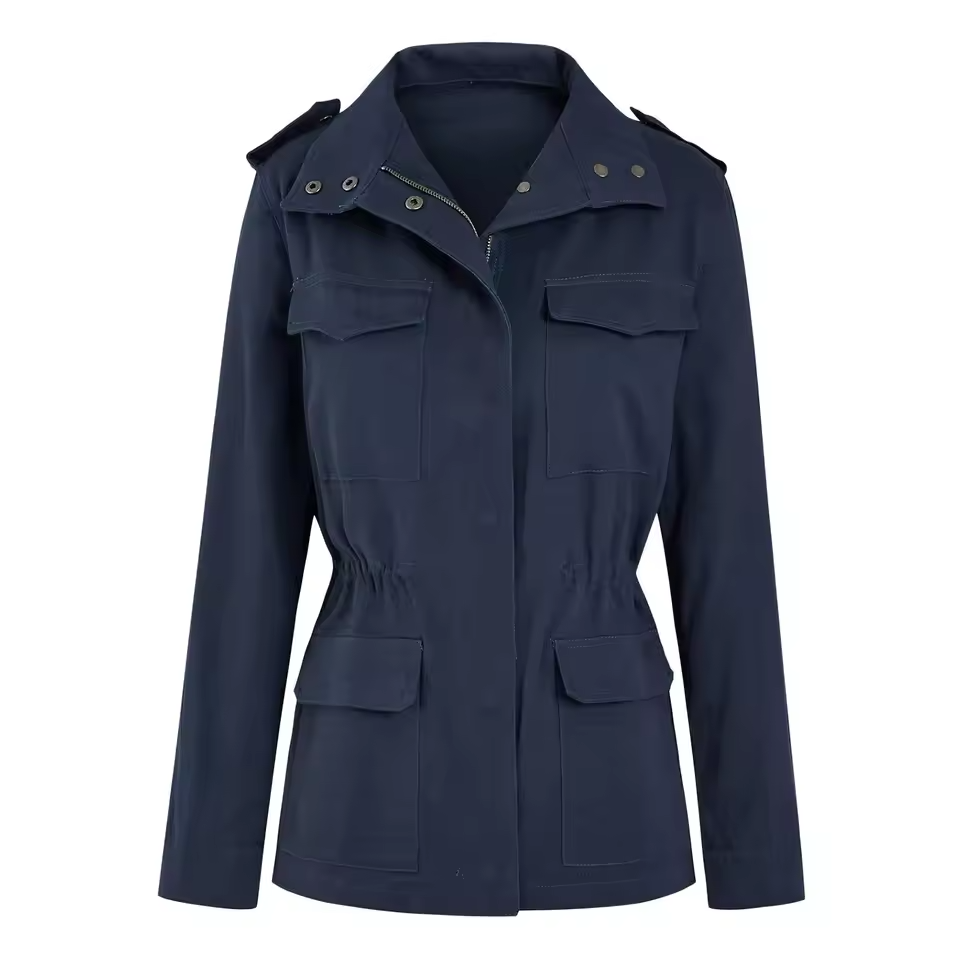 Utility Jacket Women – Elastic Waist & Flap Pockets