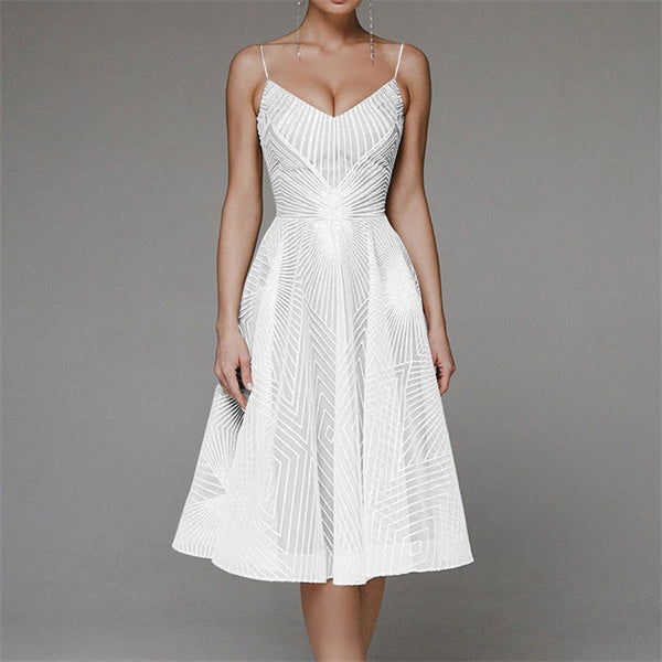 Vena fashionable A-line dress with V-neck