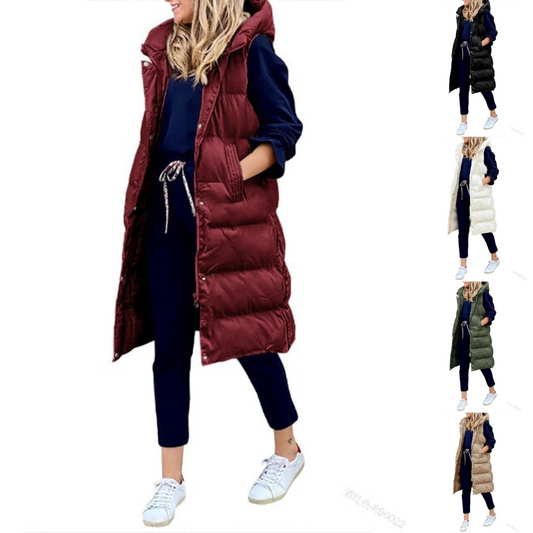 Long cotton vest jacket without sleeves