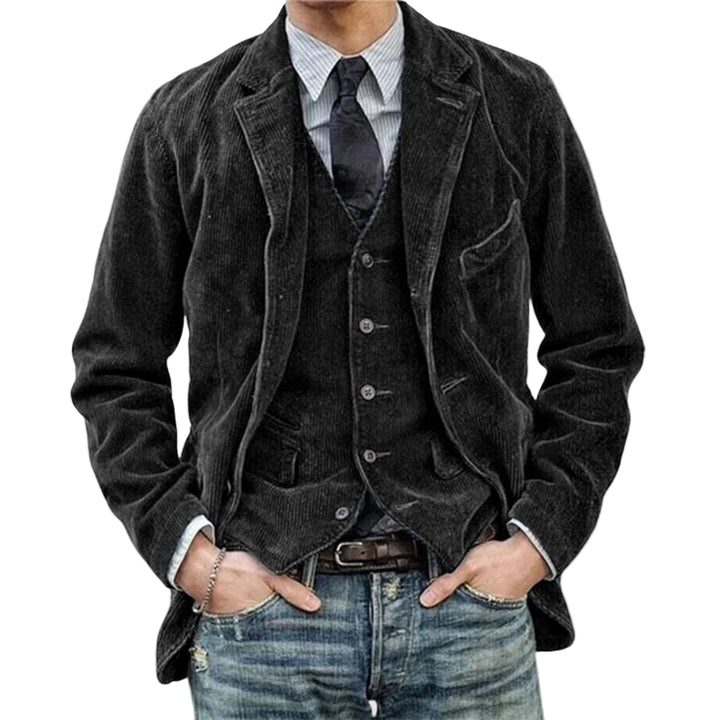 Vintage Corduroy Blazer and Vest Set for Men
