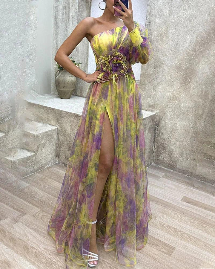 Wedding Guest Dress Women – Sheer Sleeve & Layered Outer Look