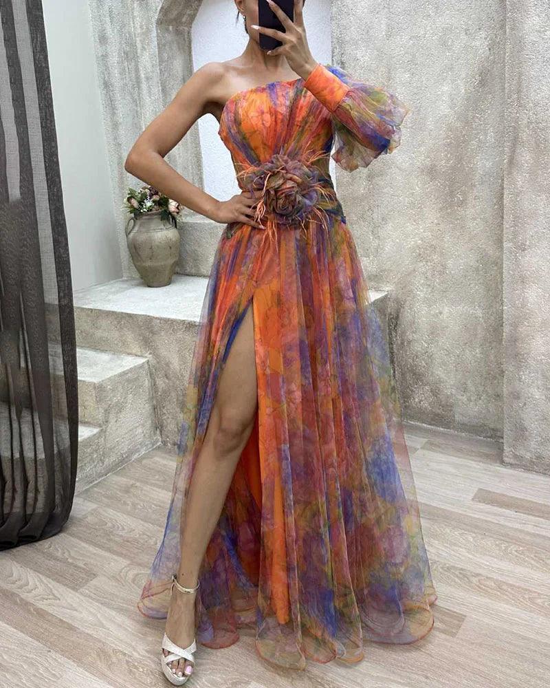 Wedding Guest Dress Women – Sheer Sleeve & Layered Outer Look