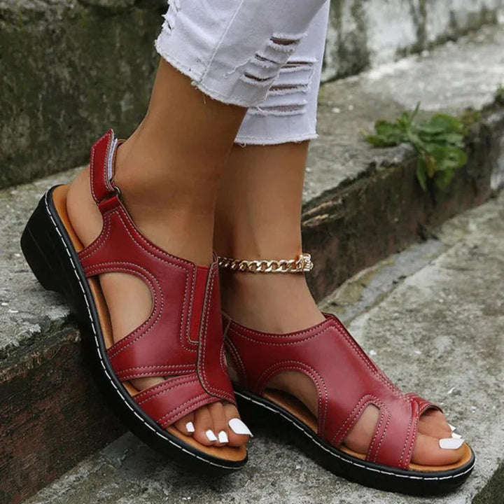 Women's Orthopedic Leather Wedge Sandals for Comfort & Style