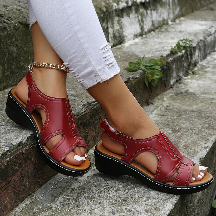 Women's Orthopedic Leather Wedge Sandals for Comfort & Style