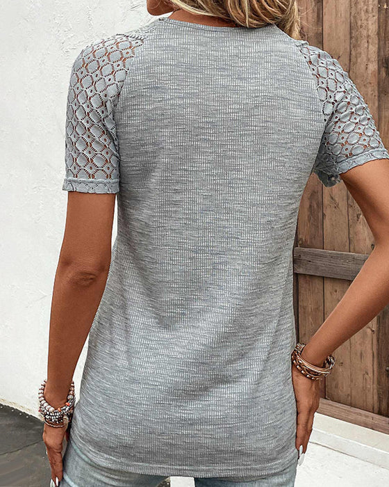 Lace-Accent Short-Sleeve Top Women