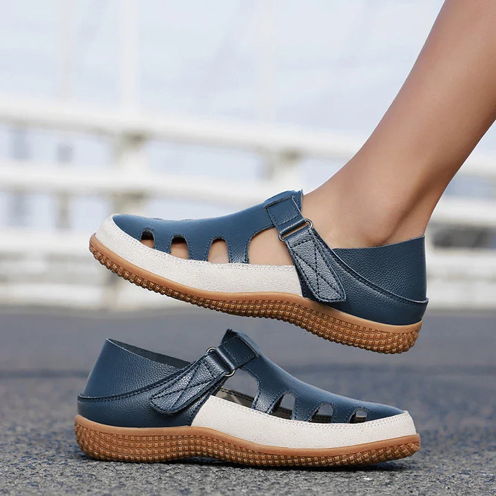 Women's Wedge Sandals With A Textured Surface For The Beach