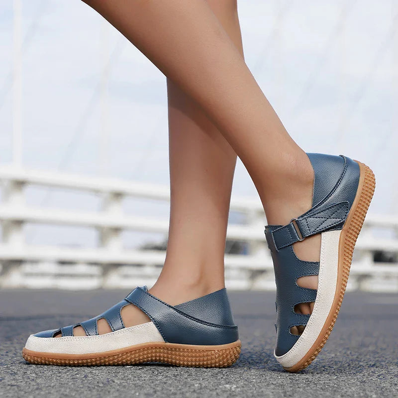 Women's Wedge Sandals With A Textured Surface For The Beach