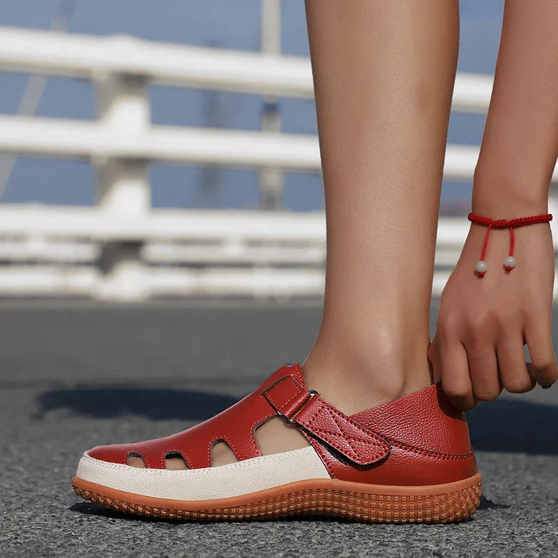 Women's Wedge Sandals With A Textured Surface For The Beach