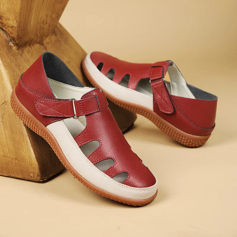 Women's Wedge Sandals With A Textured Surface For The Beach