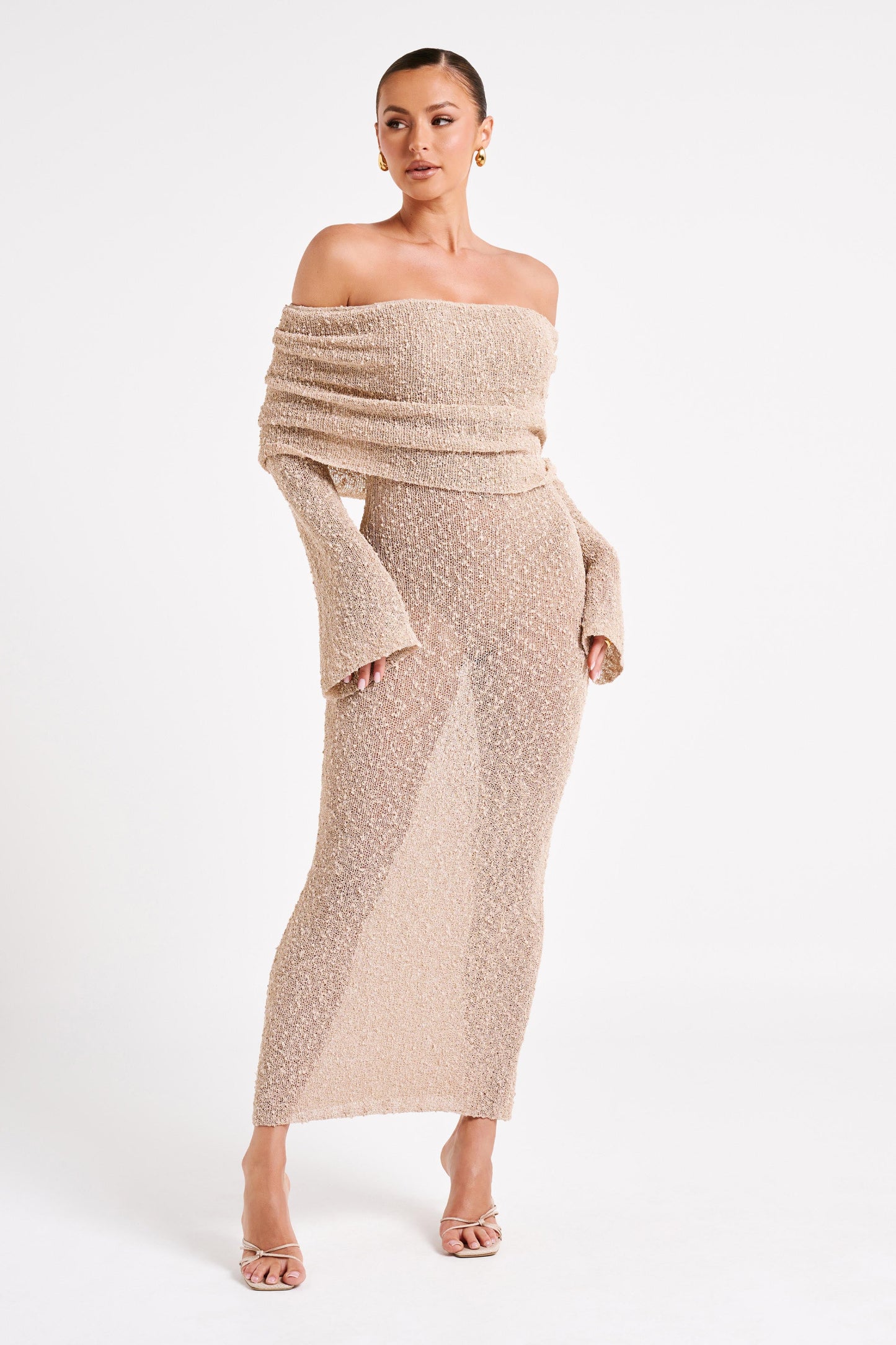 Anouk | Off Shoulder Knit Maxi Dress For Women