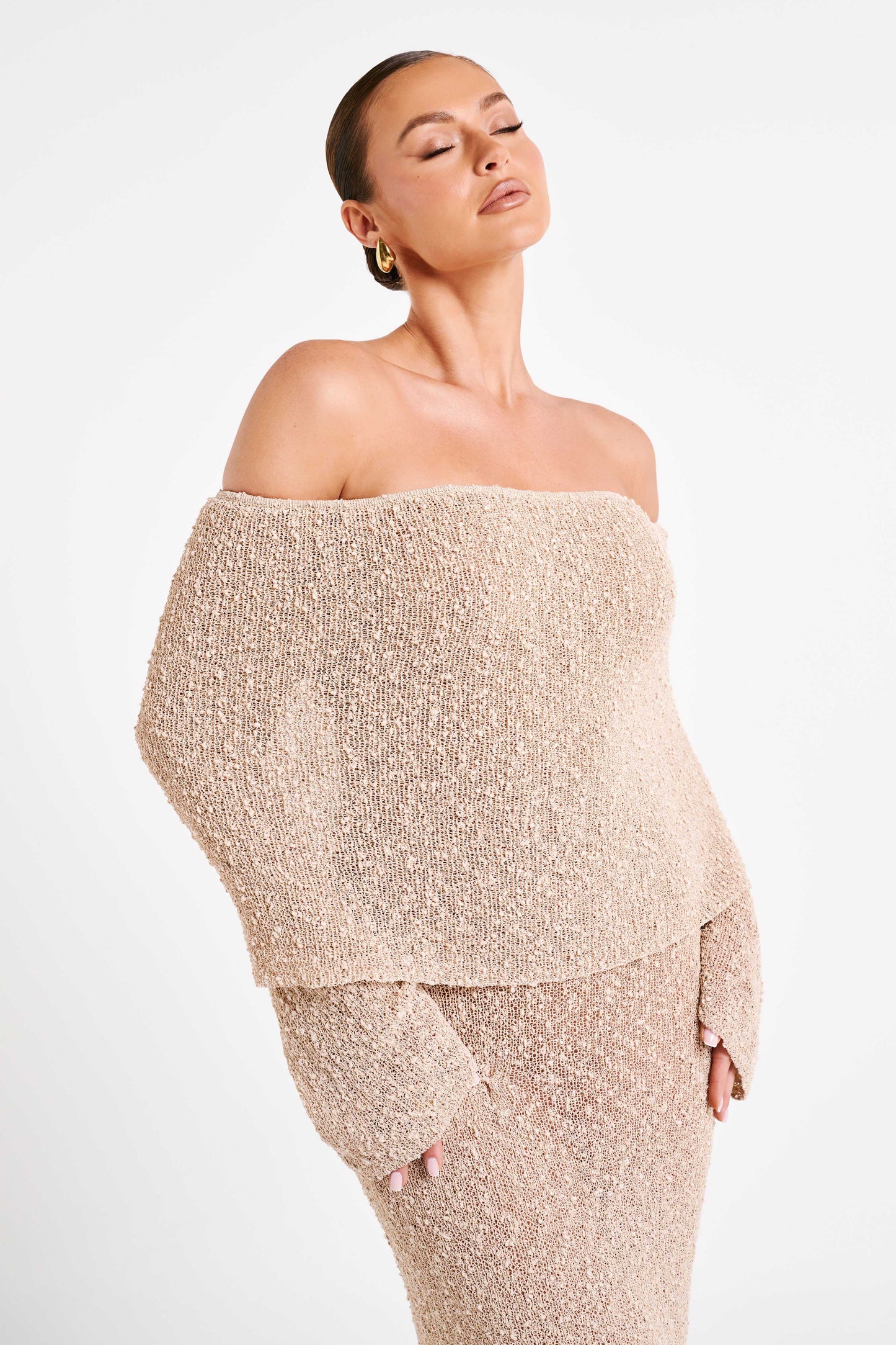 Anouk | Off Shoulder Knit Maxi Dress For Women