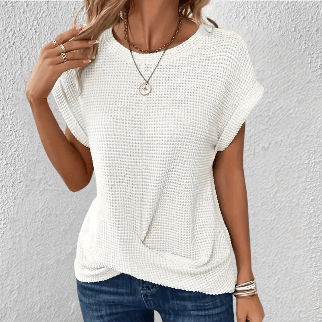 Tucking Waffle-Knit Top for Women