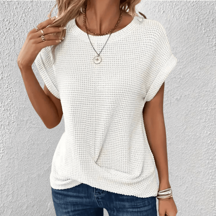 Tucking Waffle-Knit Top for Women
